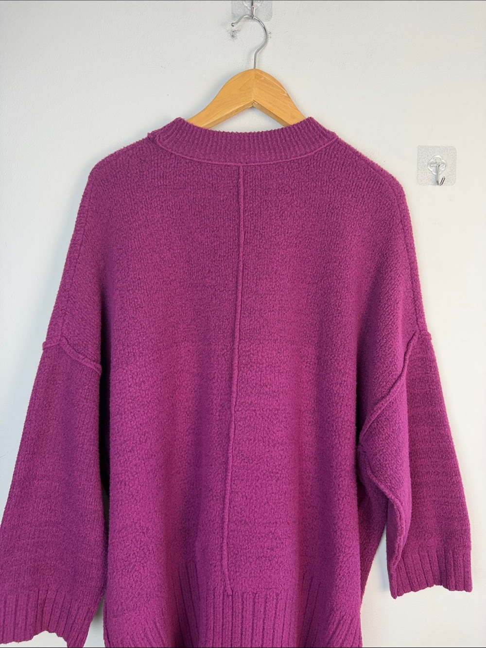 Free People Peaches Slouchy Oversized XS Tunic Sweater Chunky Knit Crewneck Plum - Picture 11 of 16
